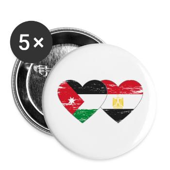 Jordanie Égypte Drapeau Coeur Utilisé - Lot de 5 petits badges (25 mm) - blanc - Devant