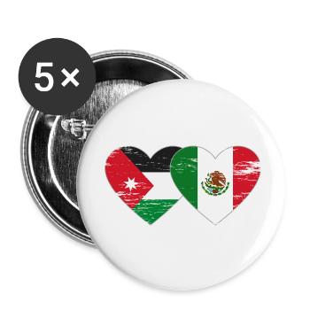Jordan Mexico Flag Heart Used - Buttons small 1''/25 mm (5-pack) - white - Front