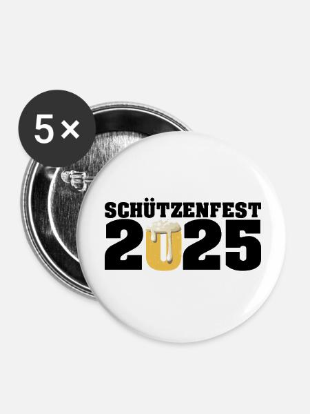 Schützenfest 2025 - Buttons klein 25 mm (5er Pack) - Weiß
