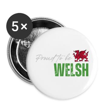 Stolzer Waliser, ich liebe Wales - Buttons klein 25 mm (5er Pack) - Weiß - Vorne