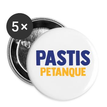 PASTIS PETANQUE Camping Apéro Vacances Beauf - Lot de 5 petits badges (25 mm) - blanc - Devant