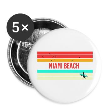 Miami Beach: Perfect Gift & Souvenir - Buttons small 1''/25 mm (5-pack) - white - Front