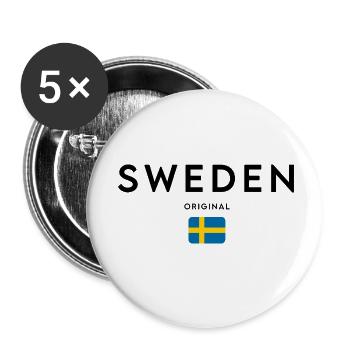 Swedish pride, minimalist sleek design - Buttons small 1''/25 mm (5-pack) - white - Front