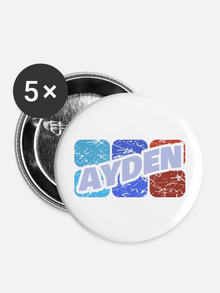 Geschenk für Ayden - Buttons klein 25 mm (5er Pack) - Weiß