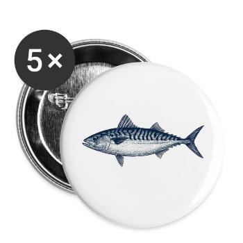 Ornamentale Fischillustration für Marine Dekor - Buttons klein 25 mm (5er Pack) - Weiß - Vorne
