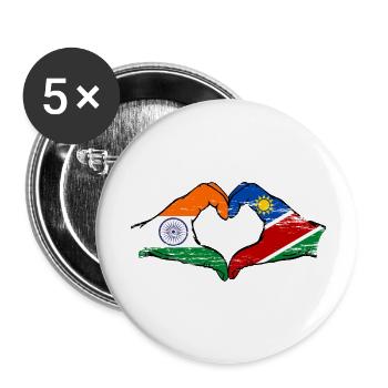 India Namibia Flag Hands Heart Shape used - Buttons small 1''/25 mm (5-pack) - white - Front