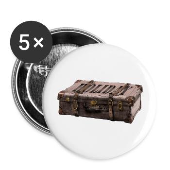 Valise d'aventure au design explorateur - Lot de 5 petits badges (25 mm) - blanc - Devant