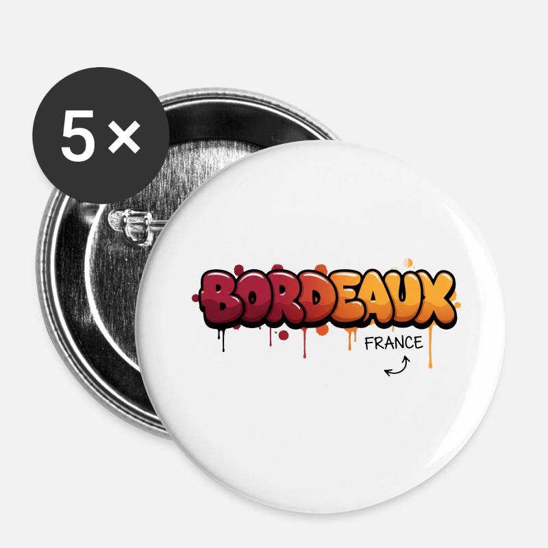 Bordeaux Graffiti Stadtlogo - Buttons klein 25 mm (5er Pack) - Weiß