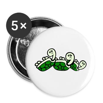 3 Schildkröten Rücken umgekippt liegend traurig - Buttons klein 25 mm (5er Pack) - Weiß - Vorne