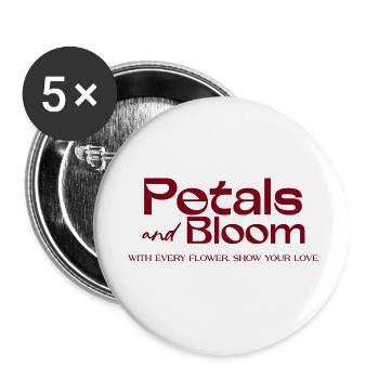 Petals and Bloom Floral Logo - Buttons small 1''/25 mm (5-pack) - white - Front