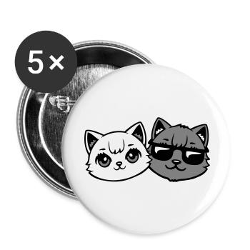 Süße Kätzchen Cooles Katerpaar Schwarz-Weiß Katzen - Buttons klein 25 mm (5er Pack) - Weiß - Vorne