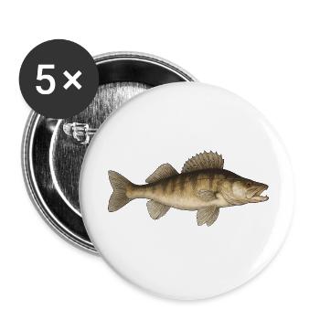 Zander Bait Zander Fishing Zander Angler Zander - Buttons small 1''/25 mm (5-pack) - white - Front