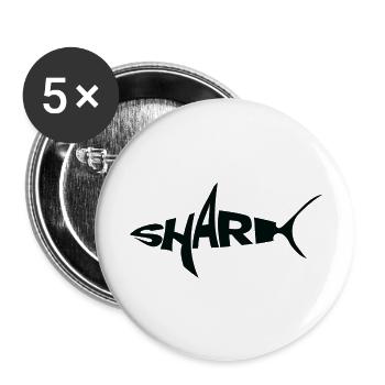  BLACK Shark Wordmark Typography with Fin - Buttons small 1''/25 mm (5-pack) - white - Front