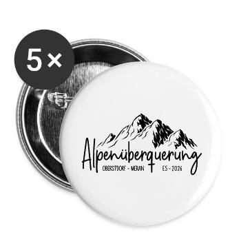 Alpenüberquerung E5 2026 / Oberstdorf - Meran - Buttons klein 25 mm (5er Pack) - Weiß - Vorne