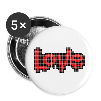 Pixel Art Text – LIEBE in roten Buchstaben - Buttons klein 25 mm (5er Pack) - Weiß - Vorne