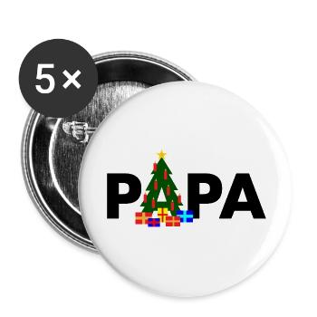Papa Sapin de Noël - Lot de 5 petits badges (25 mm) - blanc - Devant