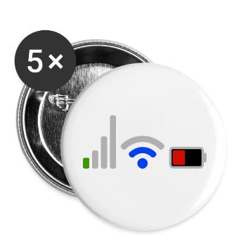 Tech Signal and Battery Wifi Network Icons - Buttons small 1''/25 mm (5-pack) - white - Front