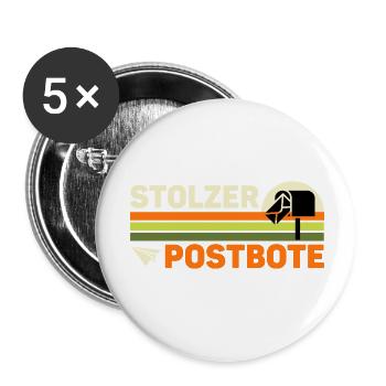 Briefträger STOLZER POSTBOTE Retro Lustiges - Buttons klein 25 mm (5er Pack) - Weiß - Vorne