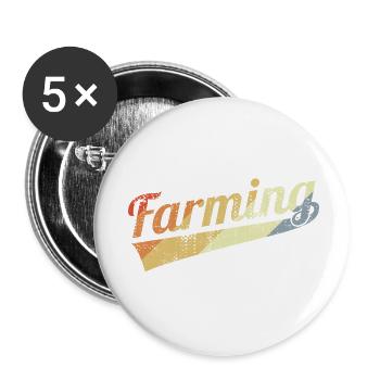 Farmer Vintage Look - Lot de 5 petits badges (25 mm) - blanc - Devant