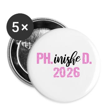 Doctorat 2026 Doctorat philistin Thèse PhD - Lot de 5 petits badges (25 mm) - blanc - Devant