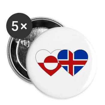 Drapeau du Groenland Danemark Cœur - Lot de 5 petits badges (25 mm) - blanc - Devant