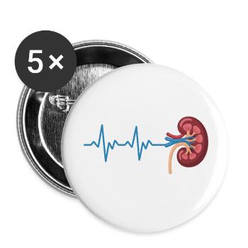Nierenrhythmus Grafik - Buttons klein 25 mm (5er Pack) - Weiß - Vorne