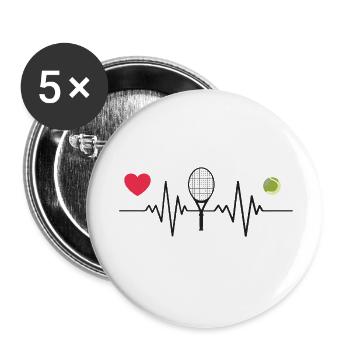 Le tennis est mon battement de cœur - Lot de 5 petits badges (25 mm) - blanc - Devant