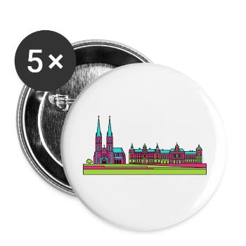 Skyline der Stadt Stettin Wały Chrobrego Kunst - Buttons klein 25 mm (5er Pack) - Weiß - Vorne