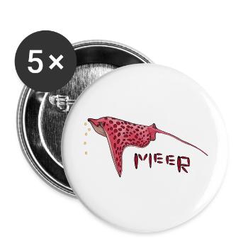  Stachelrochen  - Buttons klein 25 mm (5er Pack) - Weiß - Vorne