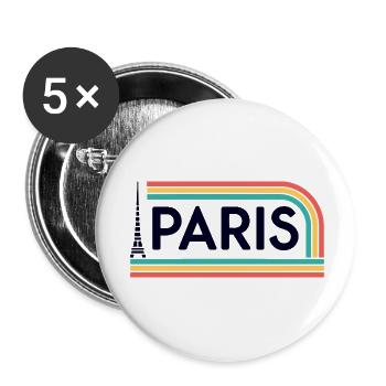 Paris Arc-en-ciel Rétro - Lot de 5 petits badges (25 mm) - blanc - Devant