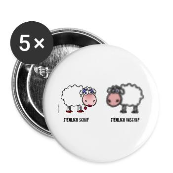 Schaf und Unschaf | Wortspiel - Buttons klein 25 mm (5er Pack) - Weiß - Vorne