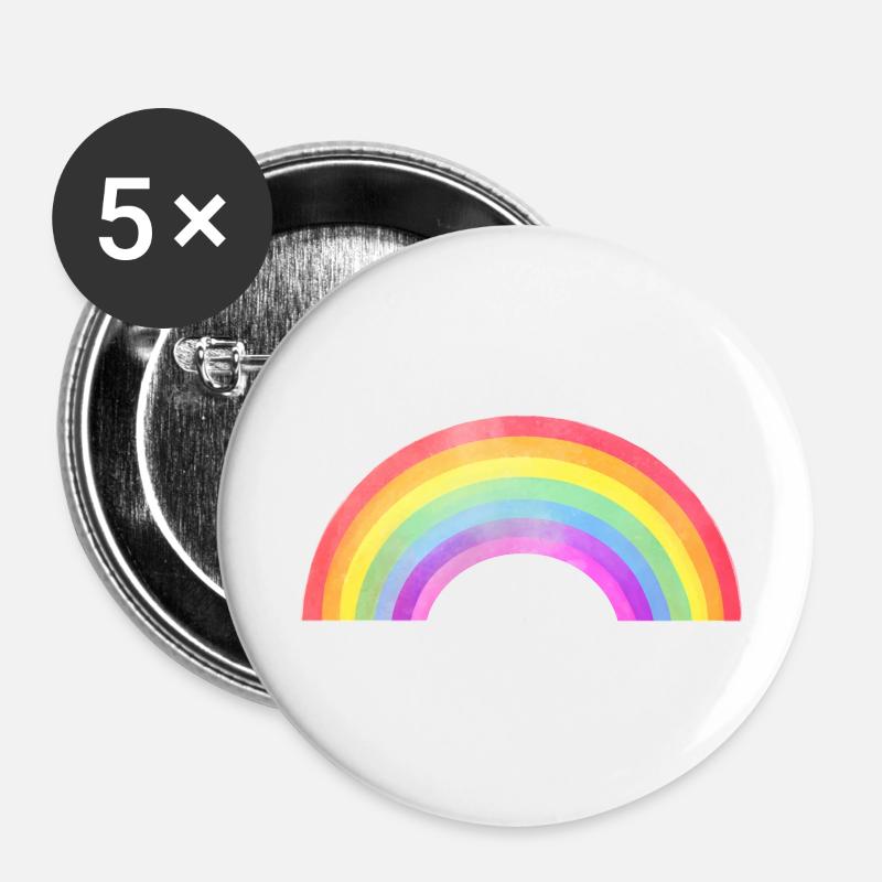 Arc arc-en-ciel - Lot de 5 petits badges (25 mm) - blanc