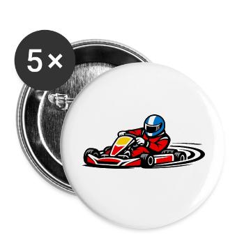 Pilote de kart de course rouge dans les sports de vitesse - Lot de 5 petits badges (25 mm) - blanc - Devant