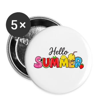 Hello Summer Obstbuchstaben - Buttons klein 25 mm (5er Pack) - Weiß - Vorne