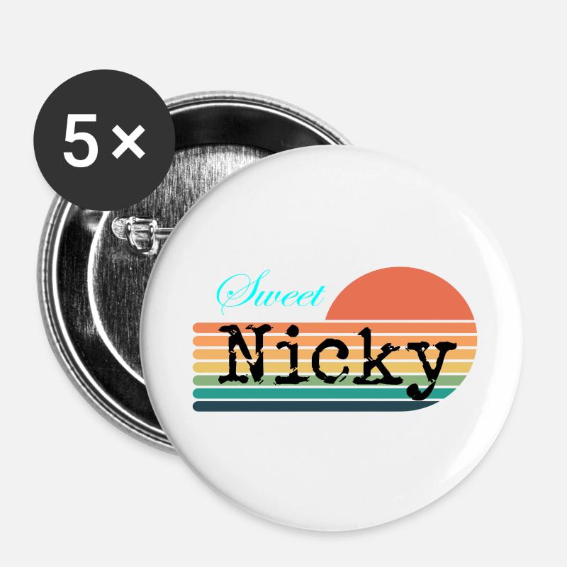 Nicky sweet Nicky Retro Vintage - Buttons small 1''/25 mm (5-pack) - white