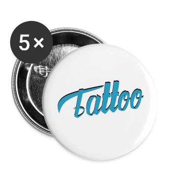 Écriture de tatouage en sarcelle-ci - Lot de 5 petits badges (25 mm) - blanc - Devant