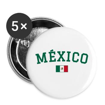 Drapeau du Drapeau du Mexique Vert - Lot de 5 petits badges (25 mm) - blanc - Devant