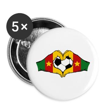 Kamerun Flagge Hände Herzform - Buttons klein 25 mm (5er Pack) - Weiß - Vorne