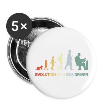 Évolution du bébé au chauffeur de bus - Lot de 5 petits badges (25 mm) - blanc - Devant
