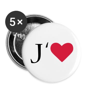 I love - Lot de 5 petits badges (25 mm) - blanc - Devant