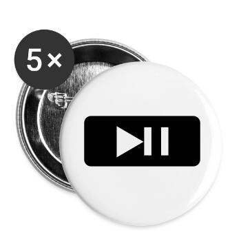 Play - Pause - Tasten - Player - Musik - Buttons klein 25 mm (5er Pack) - Weiß - Vorne