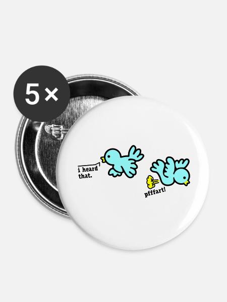 when birds fart - Buttons klein 25 mm (5er Pack) - Weiß
