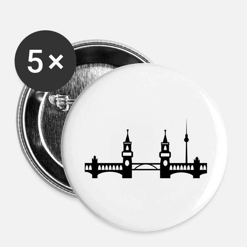 Berlin - Buttons klein 25 mm (5er Pack) - Weiß