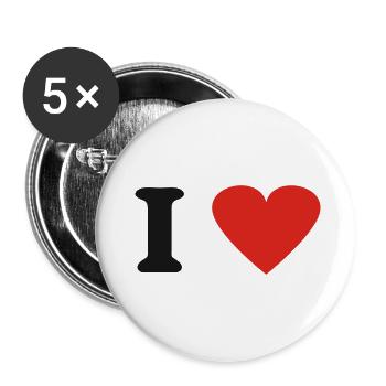 I Love - Buttons small 1''/25 mm (5-pack) - white - Front