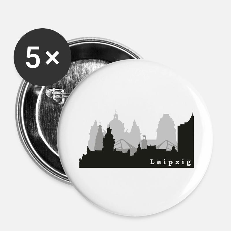 Leipzig Skyline - Buttons small 1''/25 mm (5-pack) - white