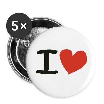 I Love - Buttons small 1''/25 mm (5-pack) - white - Front