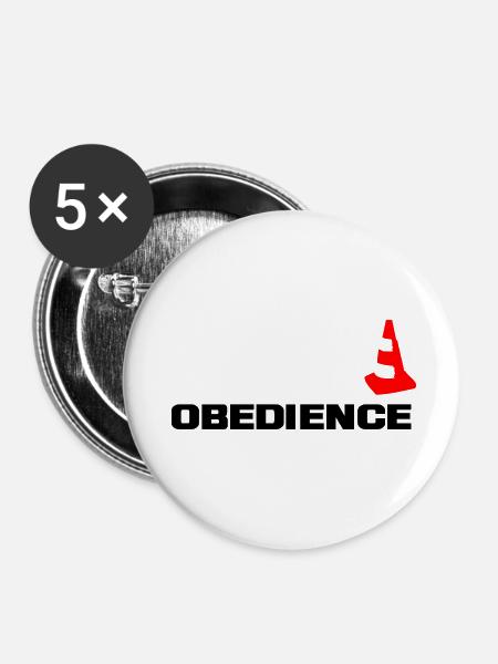 Obedience mit Pylone - Buttons klein 25 mm (5er Pack) - Weiß
