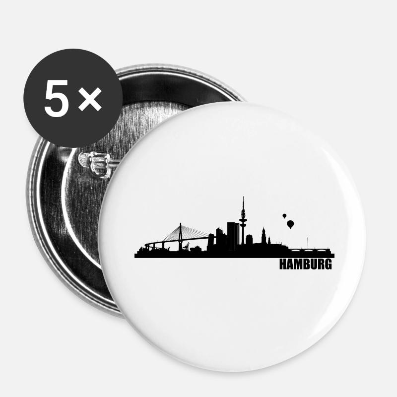 Hamburg - Buttons klein 25 mm (5er Pack) - Weiß