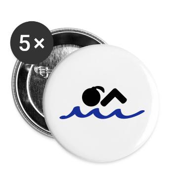 Schwimmerin schwimmt im Wasser - Buttons klein 25 mm (5er Pack) - Weiß - Vorne