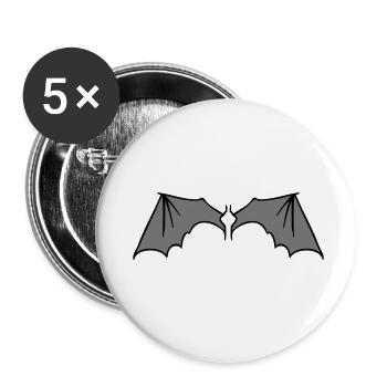 batwings_grey - Buttons klein 25 mm (5er Pack) - Weiß - Vorne